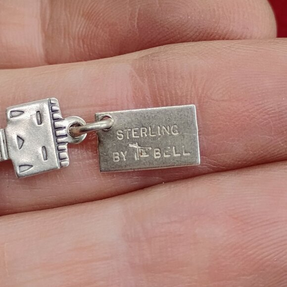 Vtg Native Bell Trading Kachina Hoop Dancer Earrings Pendant Set Sterling Silver - Picture 5 of 8